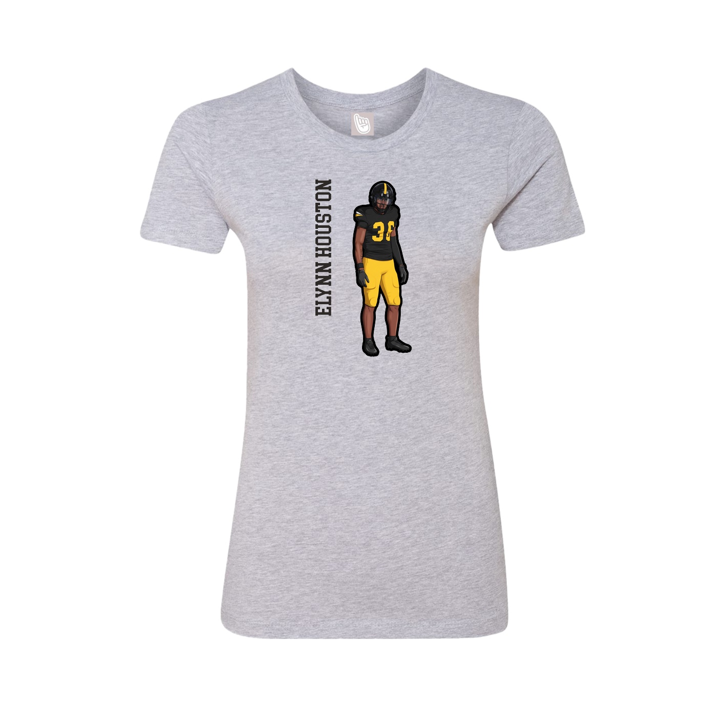 Fitted Women's Tee — Name Vertical in Grey
