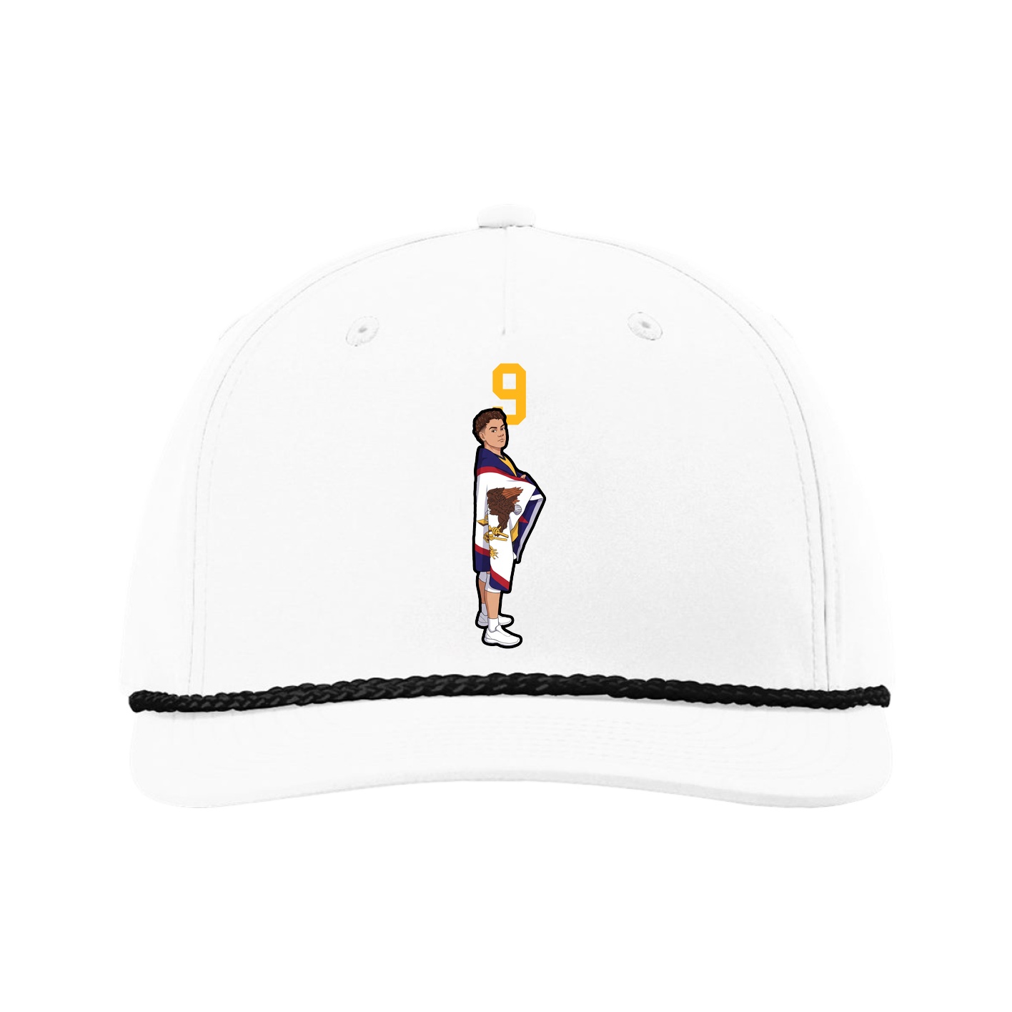Five-Panel Classic Rope Cap — Number Top in White