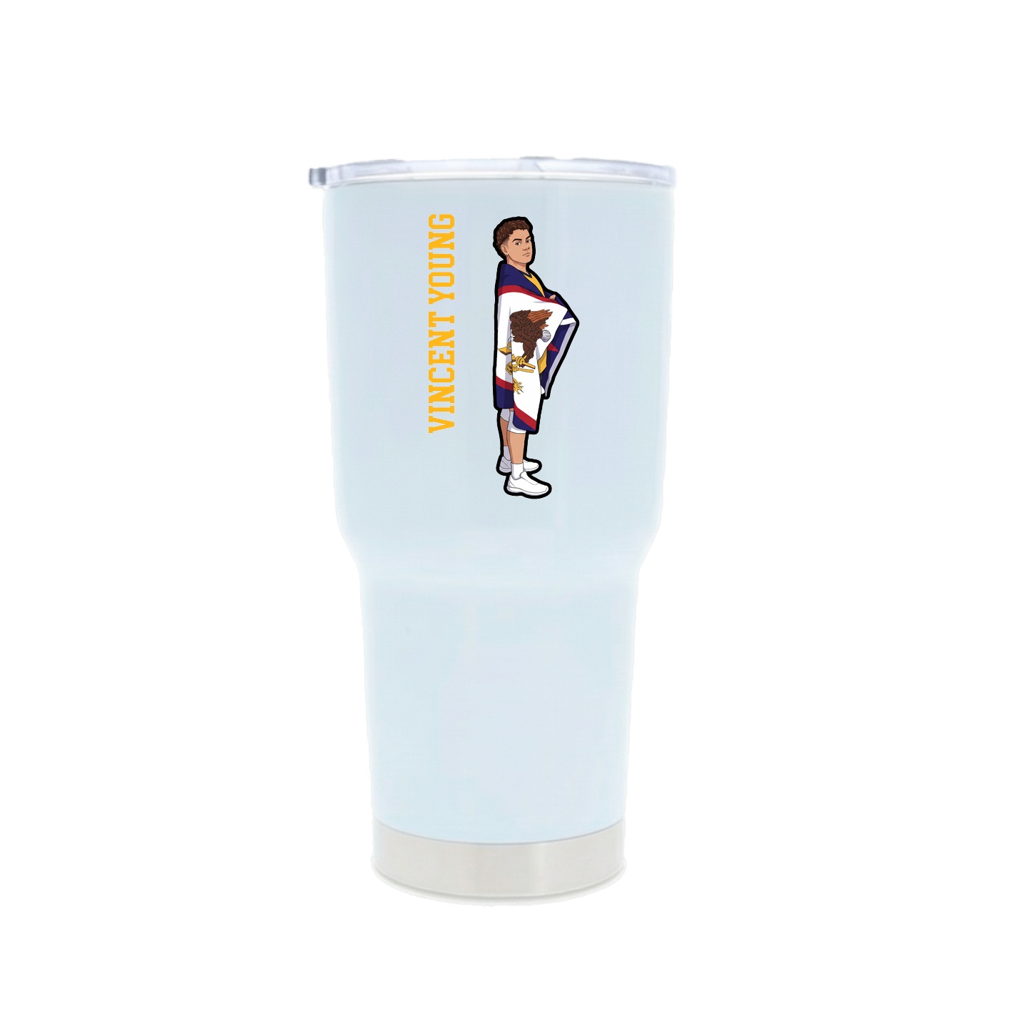30oz Stainless Steel Tumbler — Name Vertical in White