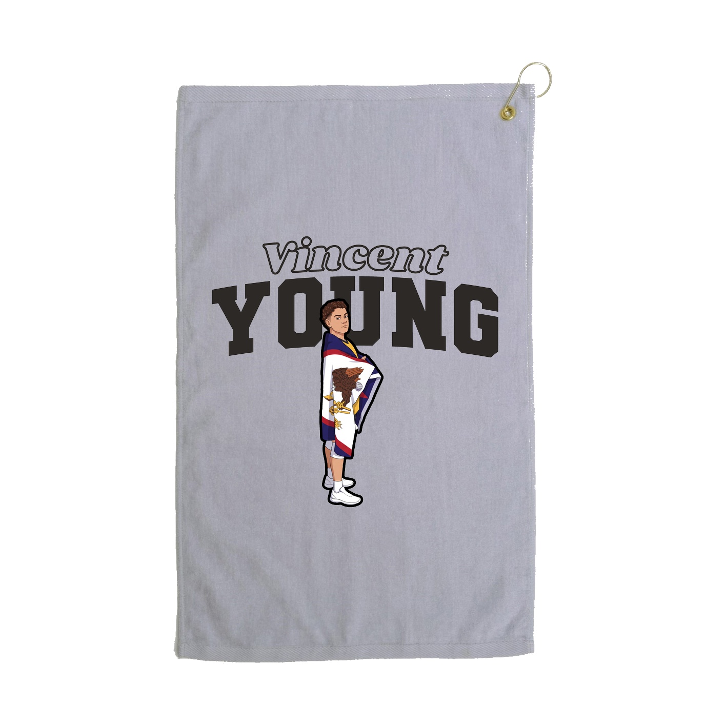 Golf Towel — Name Arch in Grey