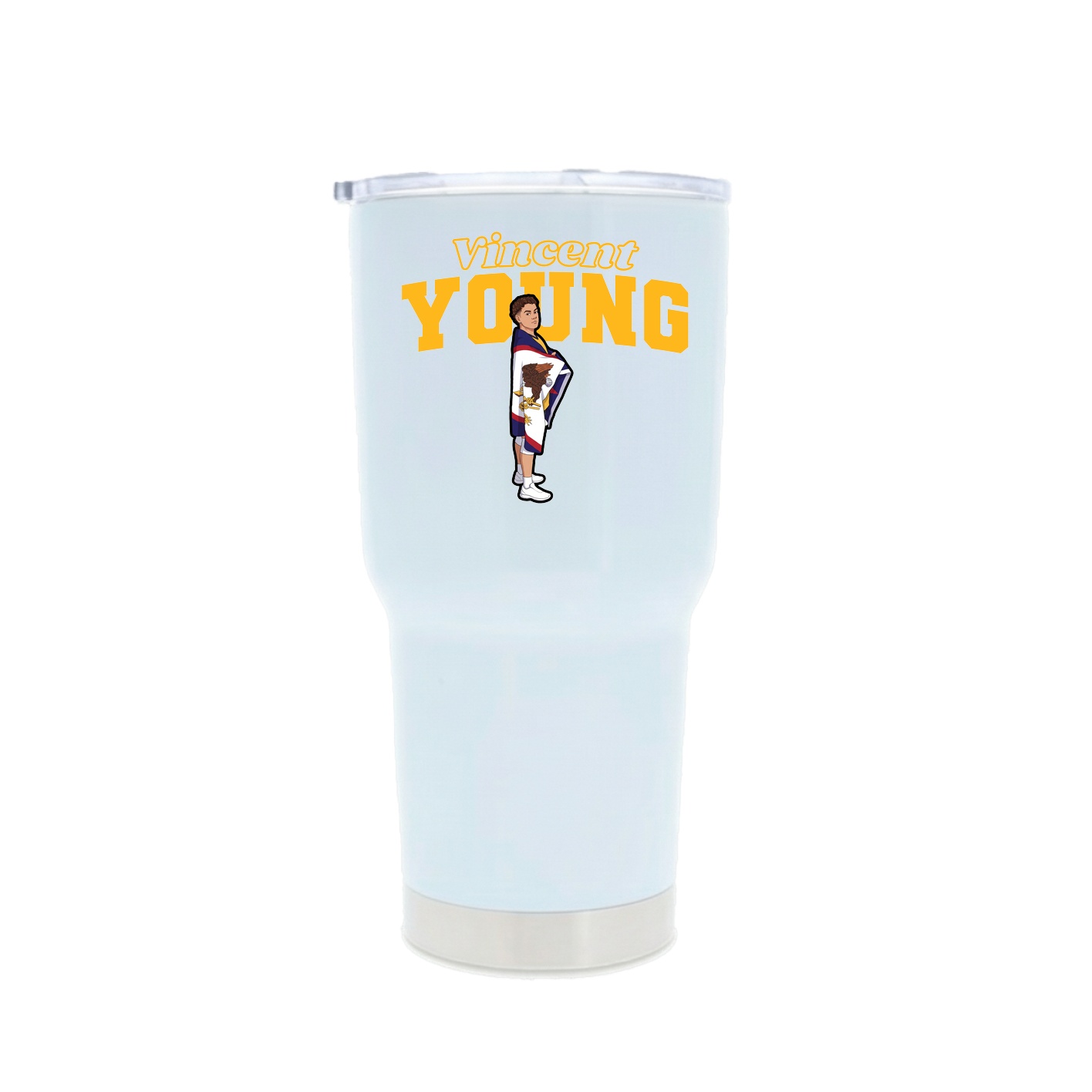 30oz Stainless Steel Tumbler — Name Arch in White