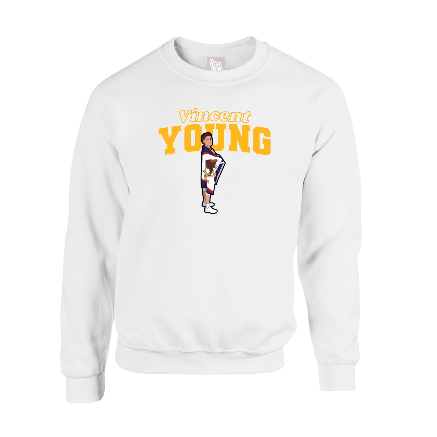 Fleece Crew — Name Arch in White