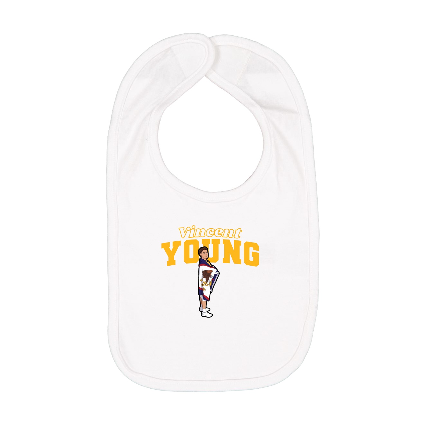 Infant Bib — Name Arch in White