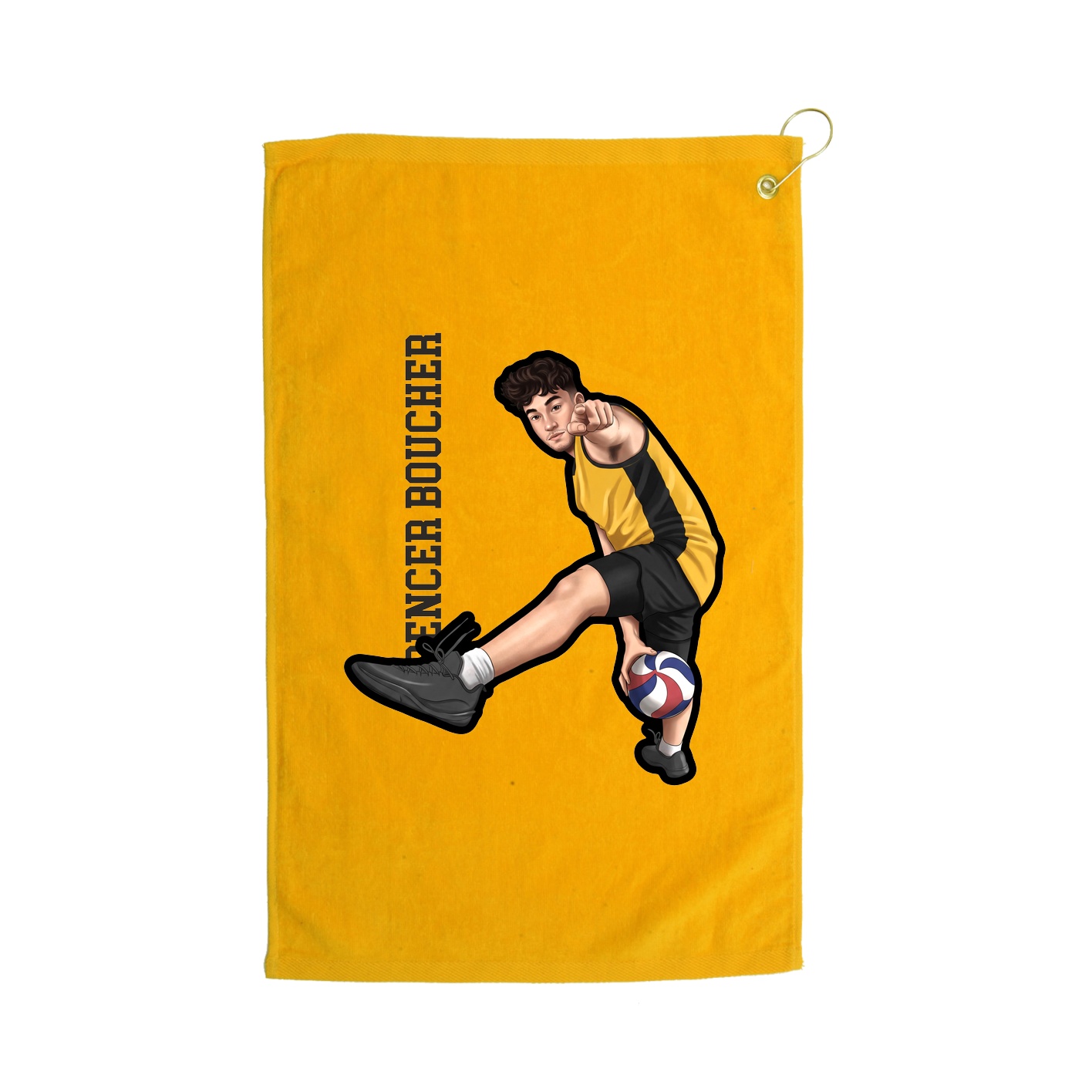Golf Towel — Name Vertical in Gold