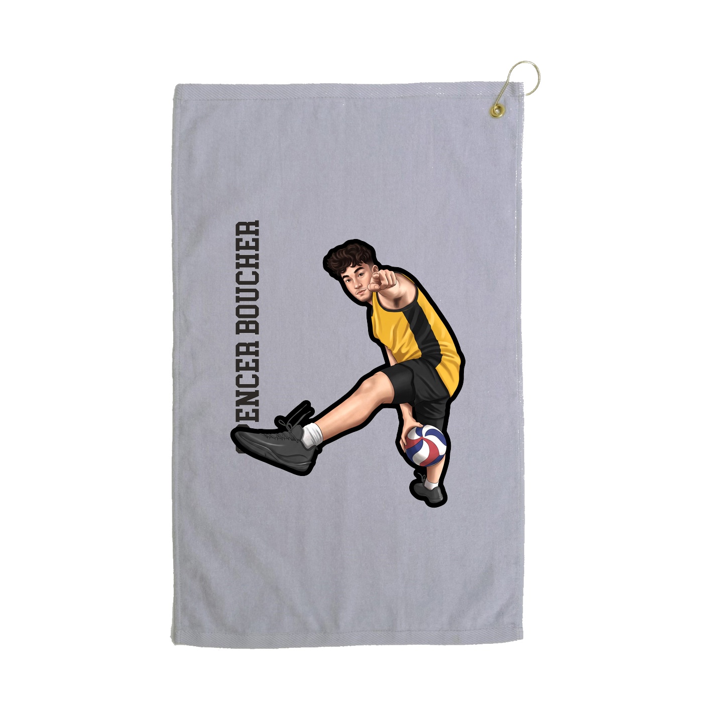 Golf Towel — Name Vertical in Grey