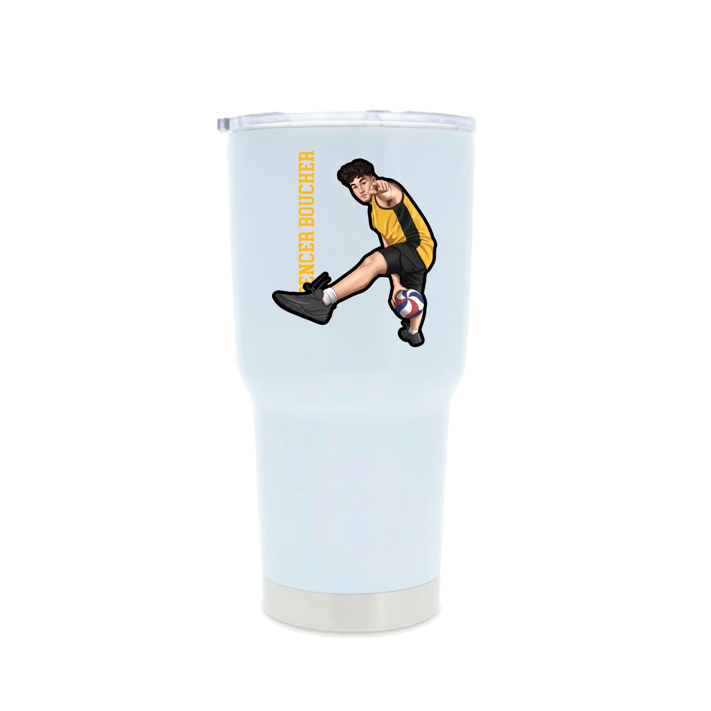 30oz Stainless Steel Tumbler — Name Vertical in White