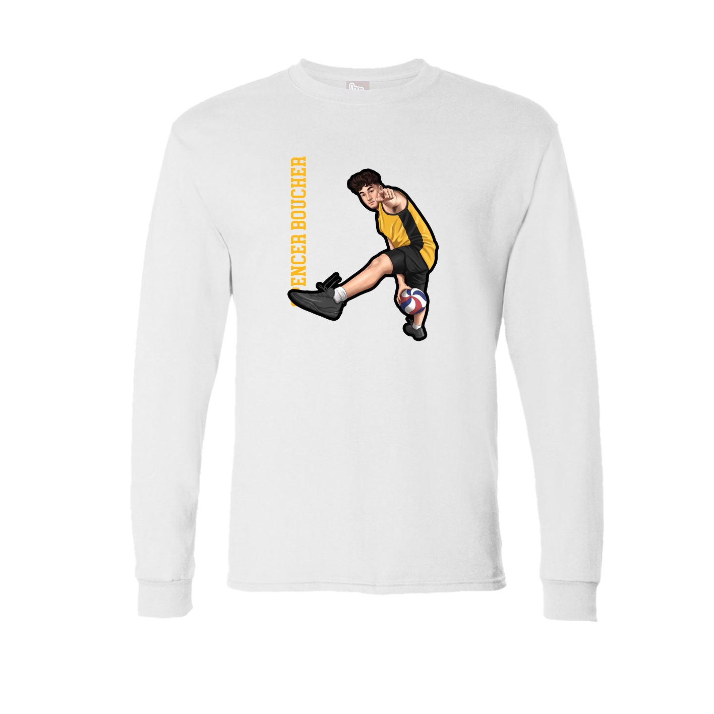 Long Sleeve Tee — Name Vertical in White