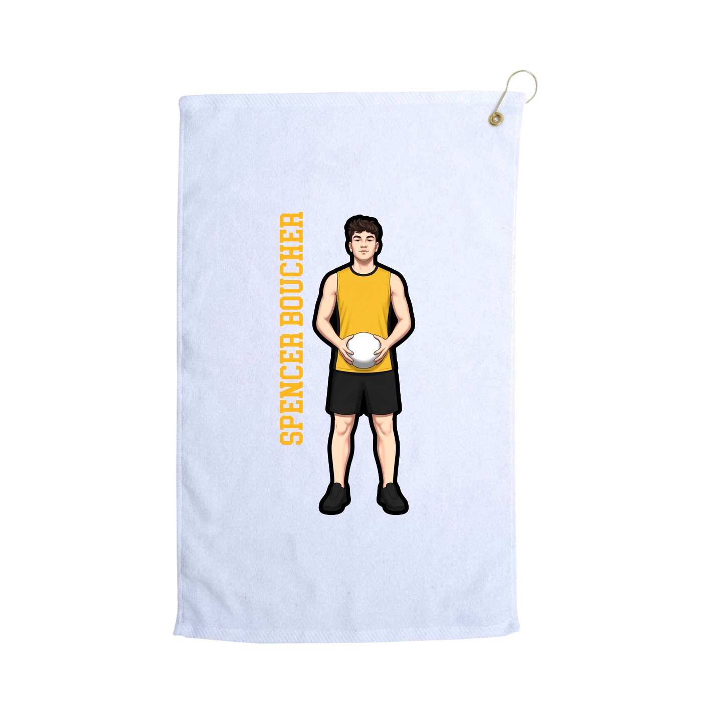 Golf Towel — Name Vertical in White