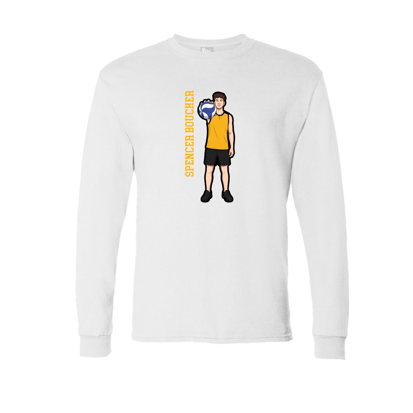 Long Sleeve Tee — Name Vertical in White