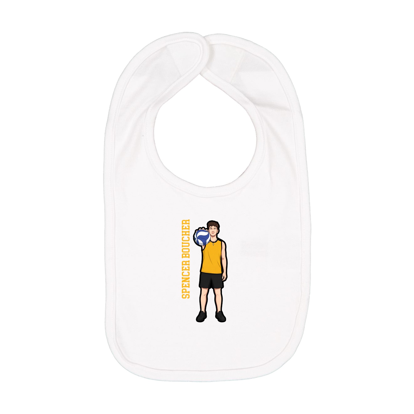 Infant Bib — Name Vertical in White