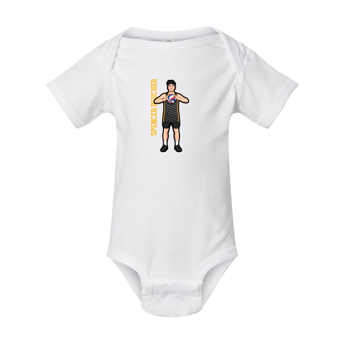 Baby Onesie — Name Vertical in White