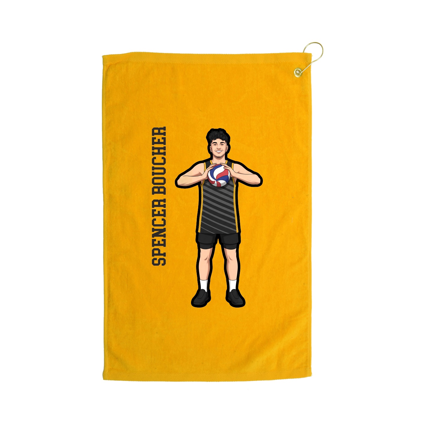 Golf Towel — Name Vertical in Gold