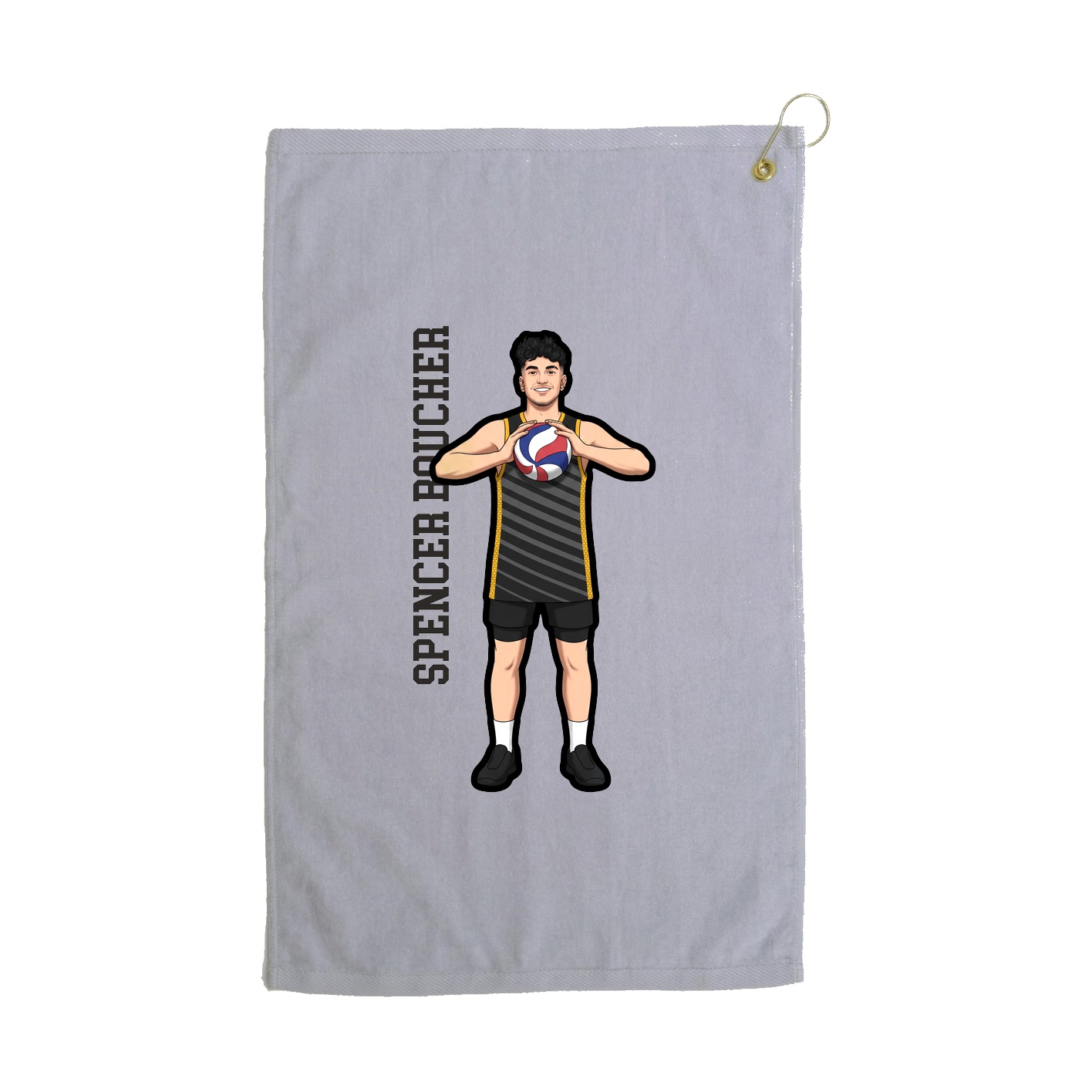 Golf Towel — Name Vertical in Grey