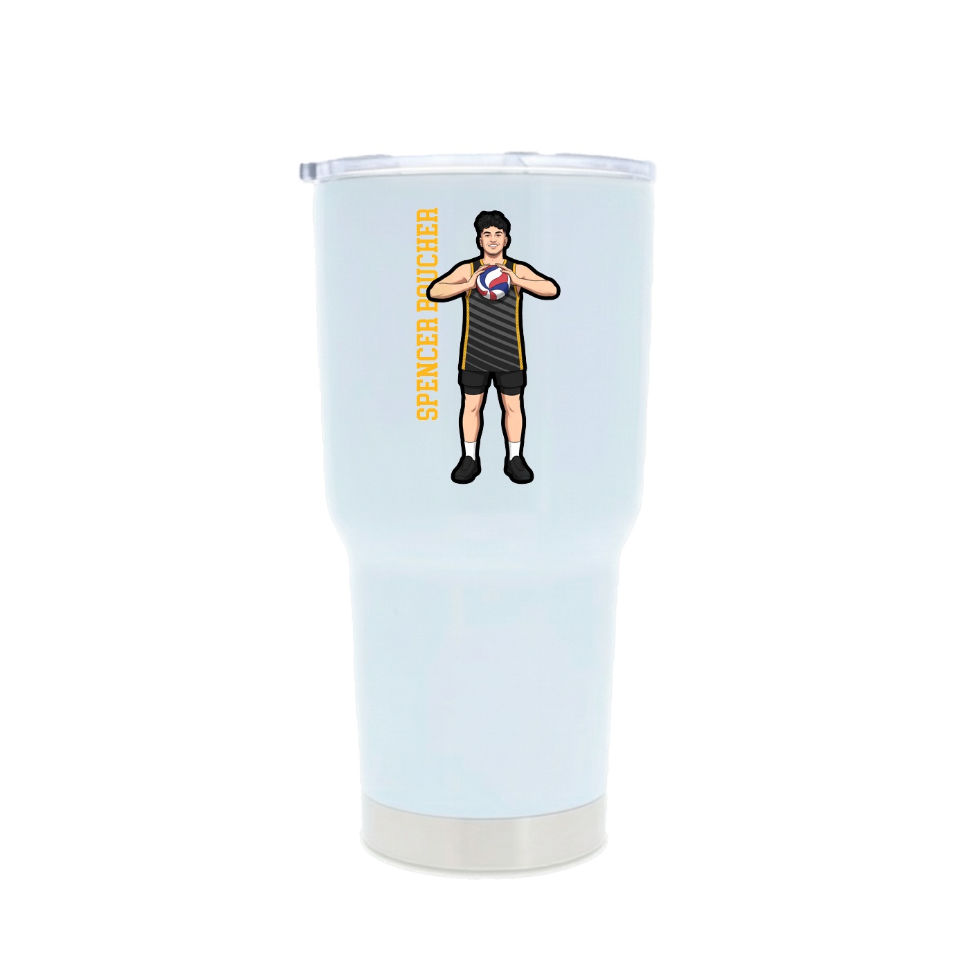 30oz Stainless Steel Tumbler — Name Vertical in White