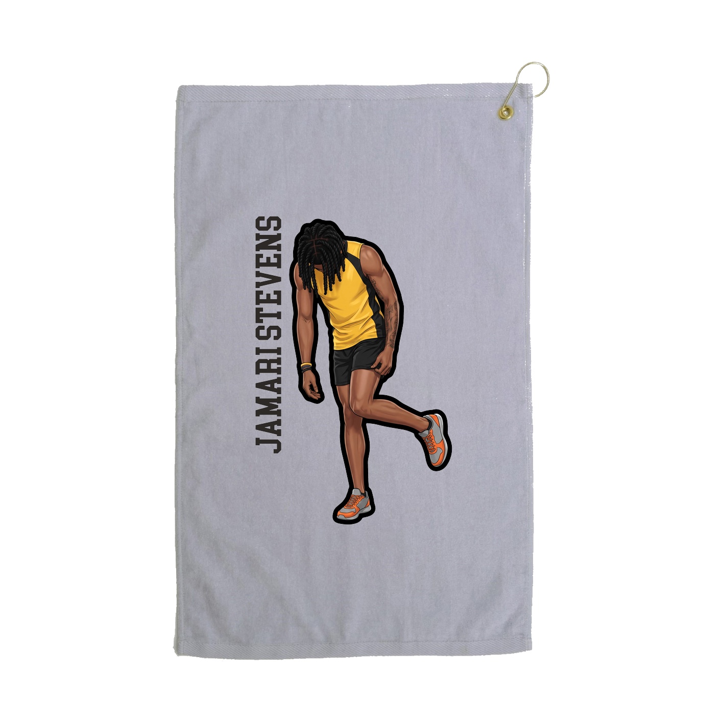 Golf Towel — Name Vertical in Grey