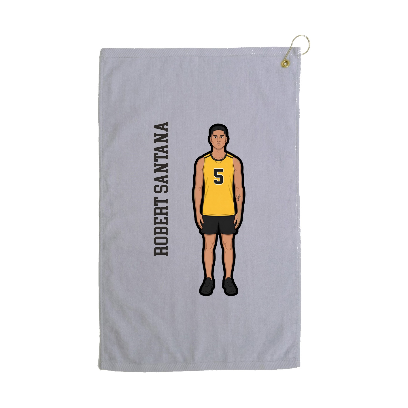Golf Towel — Name Vertical in Grey