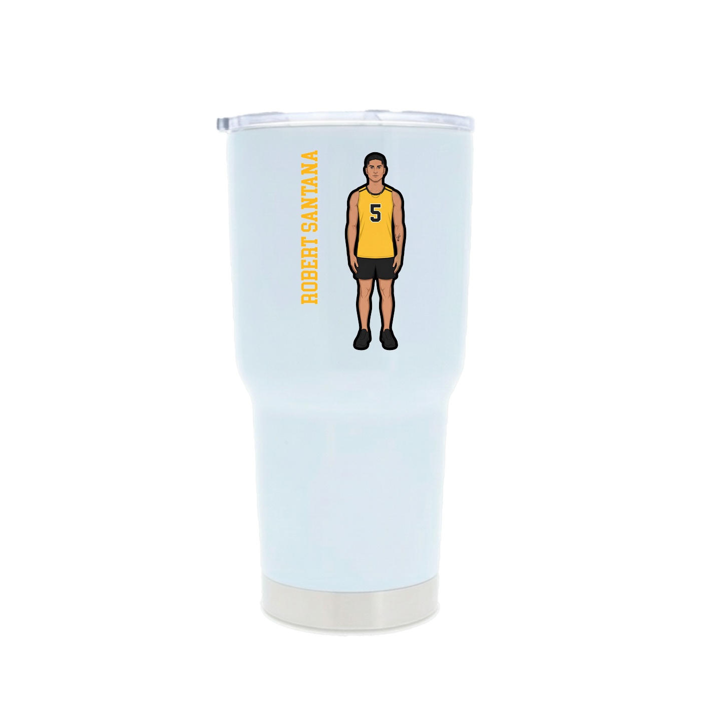 30oz Stainless Steel Tumbler — Name Vertical in White