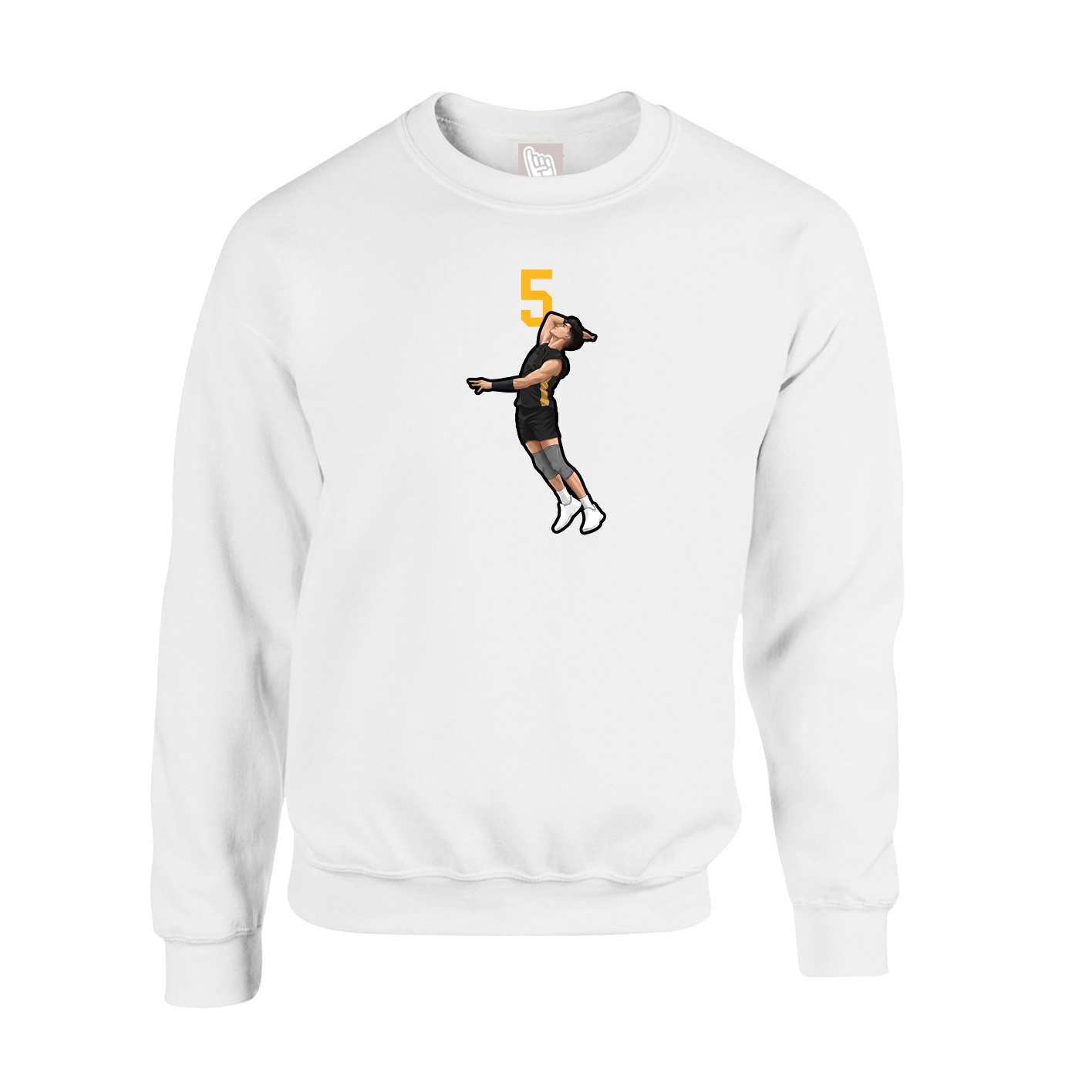 Fleece Crew — Number Top in White