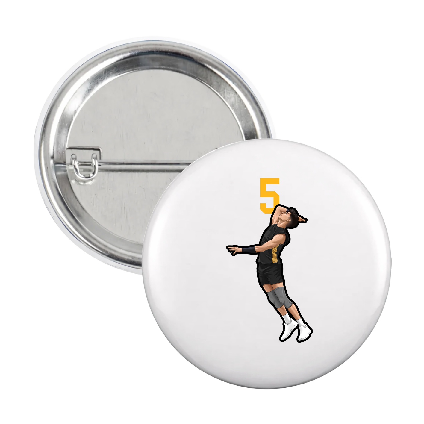 Game Day Button — Number Top in White
