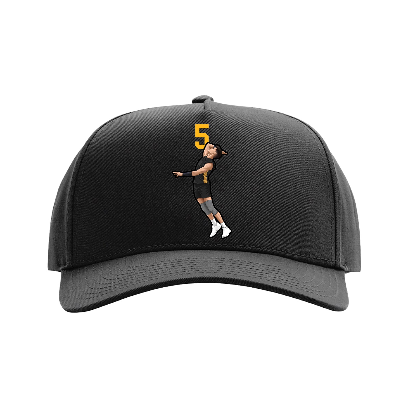 Full Fabric Five-Panel Champ Cap — Number Top in Black