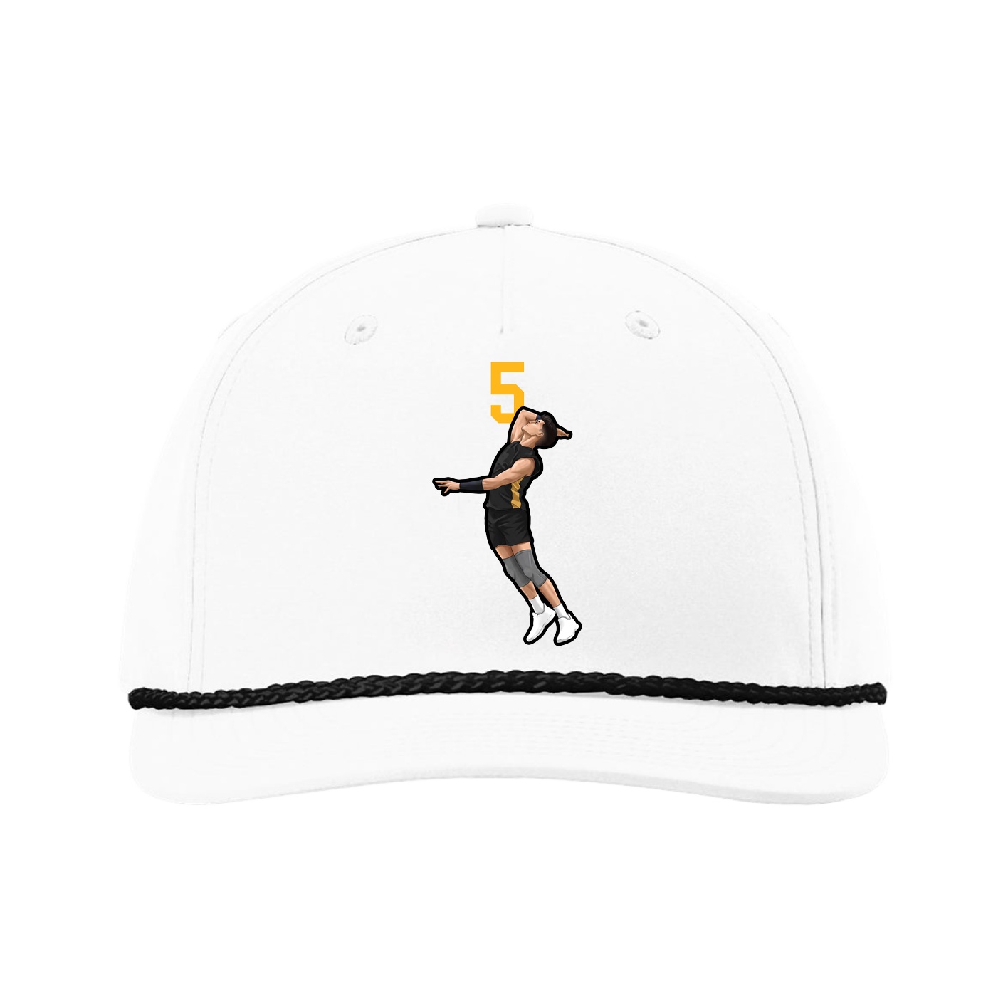 Five-Panel Classic Rope Cap — Number Top in White
