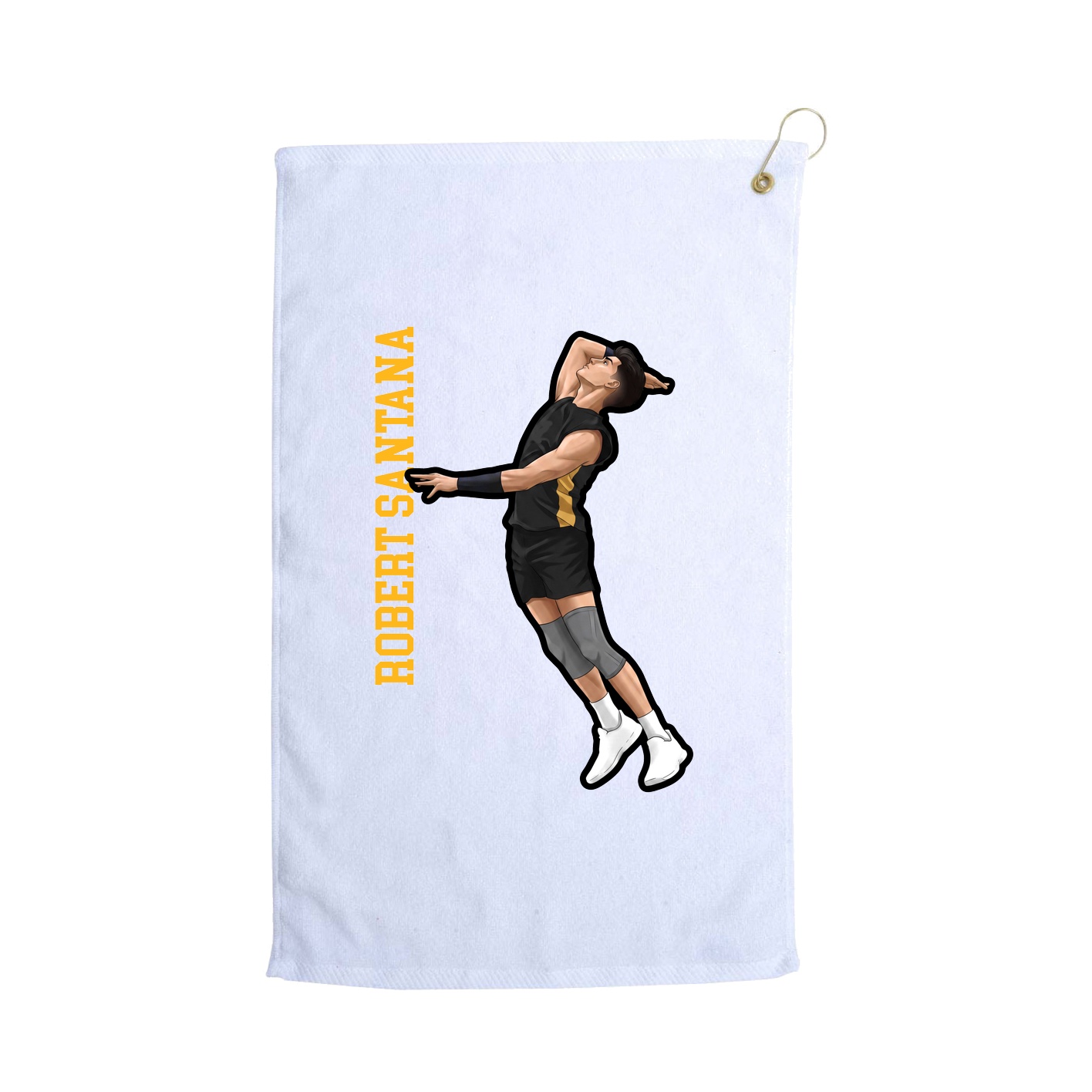Golf Towel — Name Vertical in White