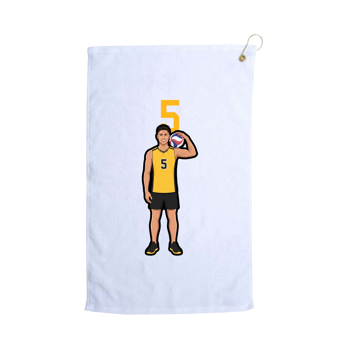 Golf Towel — Number Top in White