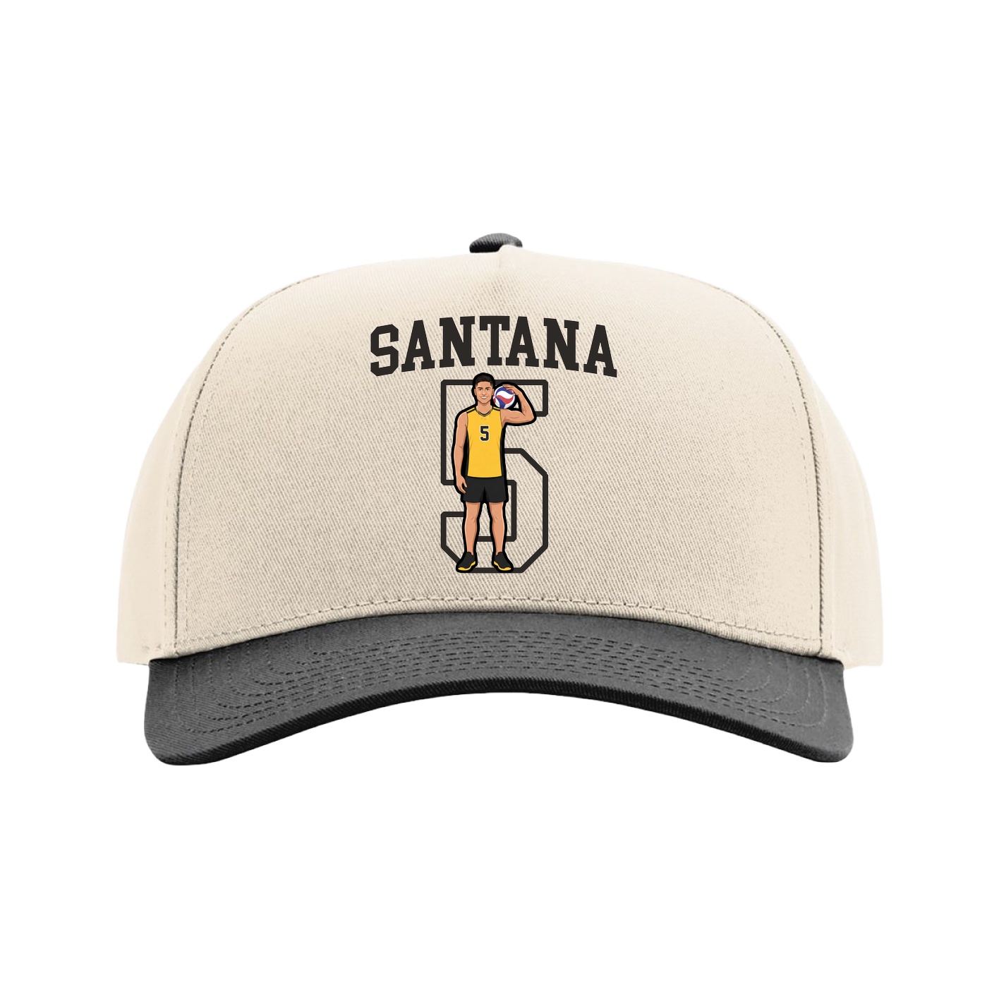 Full Fabric Five-Panel Champ Cap — Shirsey in Cream/Black
