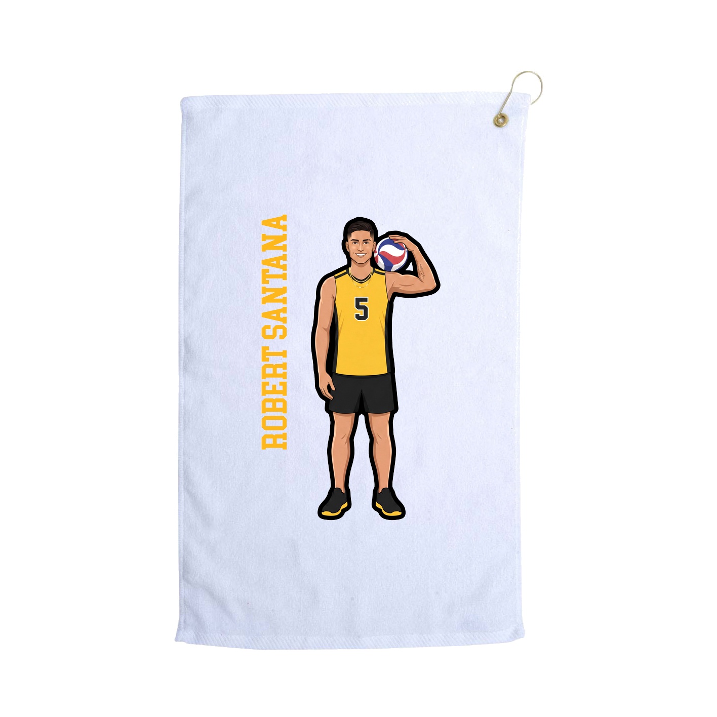 Golf Towel — Name Vertical in White