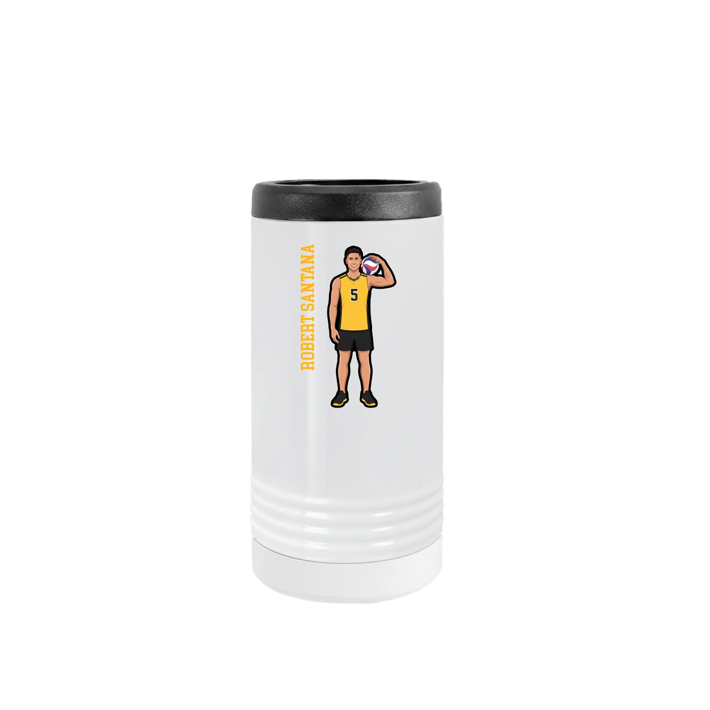 Slim Beverage Holder — Name Vertical in White
