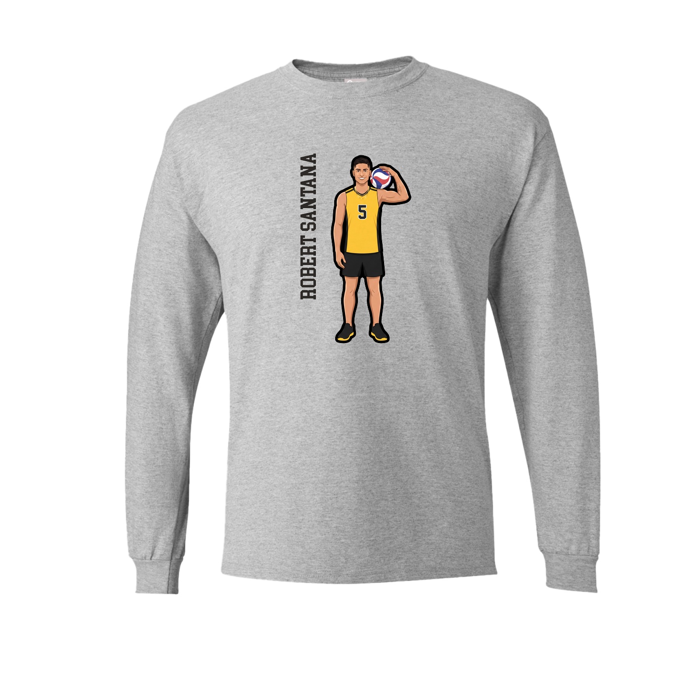 Long Sleeve Tee — Name Vertical in Grey