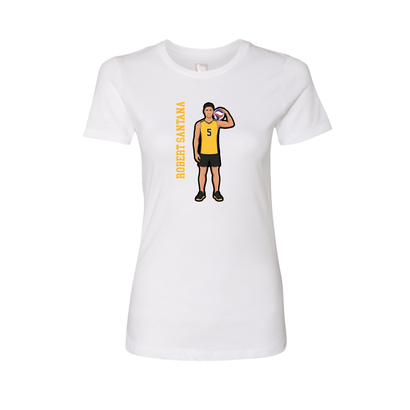 Womens Tee — Name Vertical in White