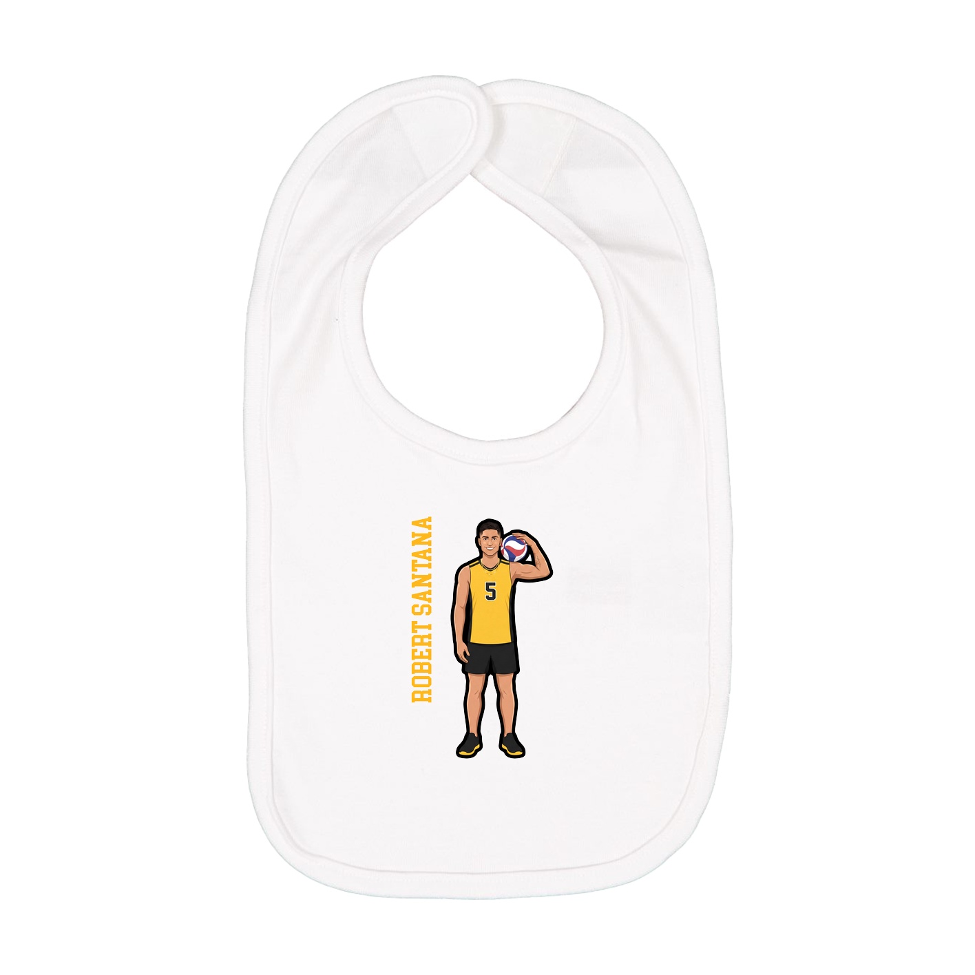 Infant Bib — Name Vertical in White