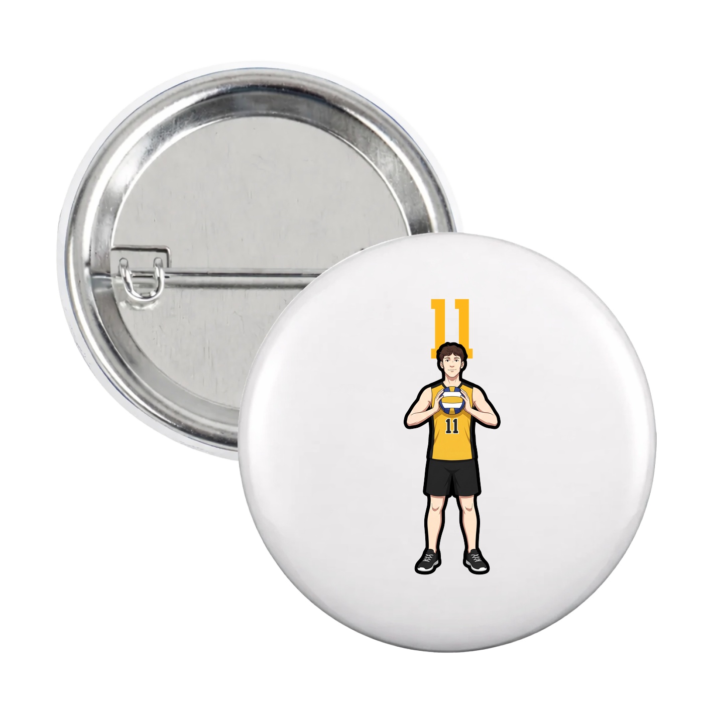 Game Day Button — Number Top in White