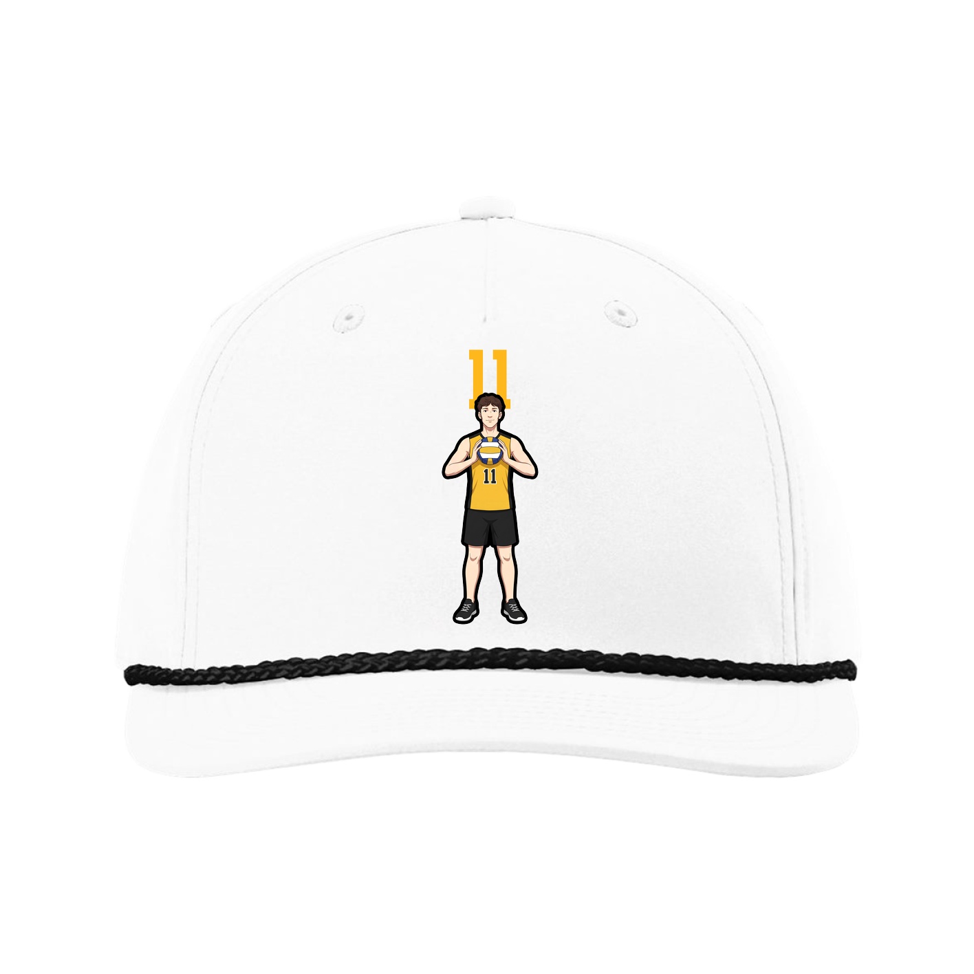 Five-Panel Classic Rope Cap — Number Top in White