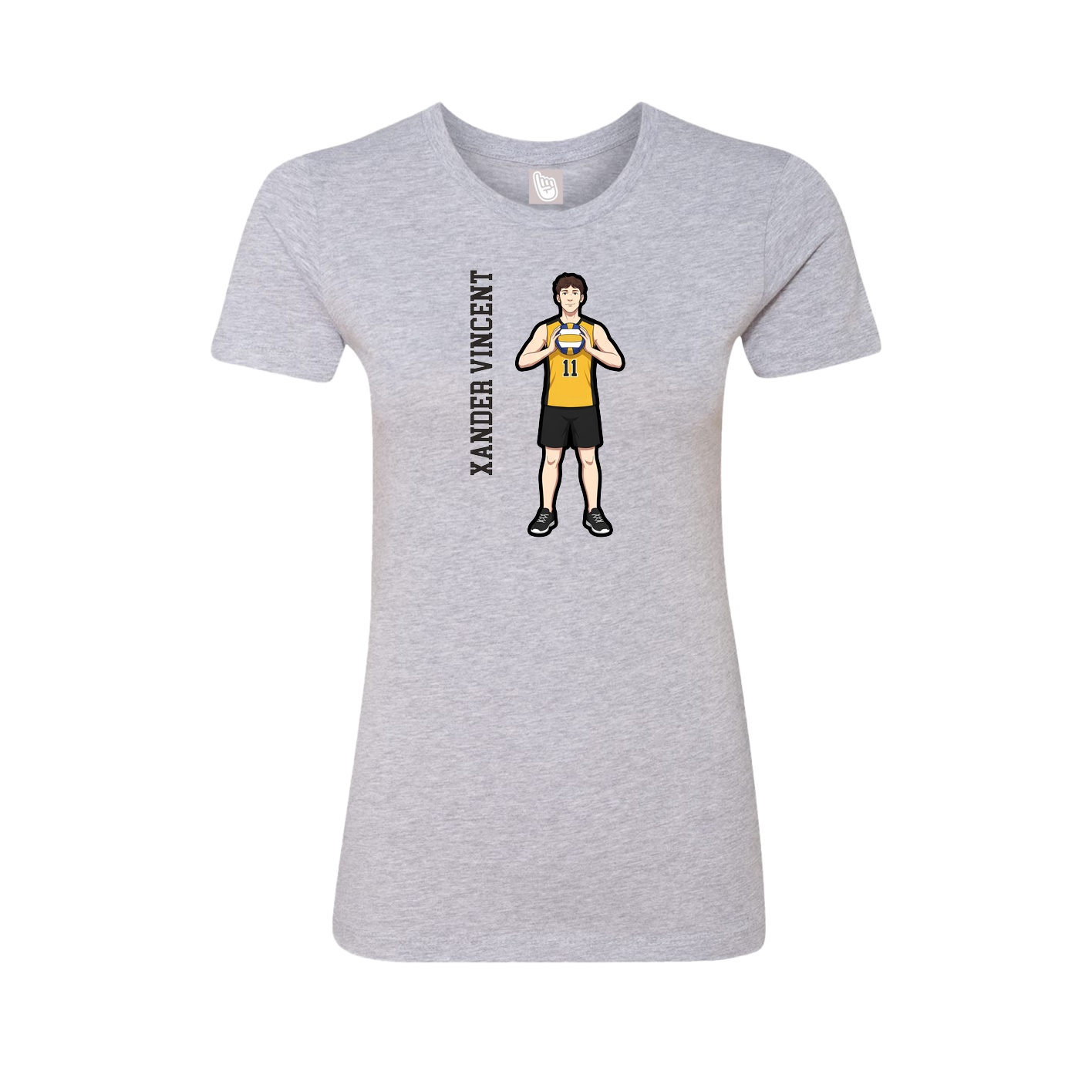 Womens Tee — Name Vertical in Grey
