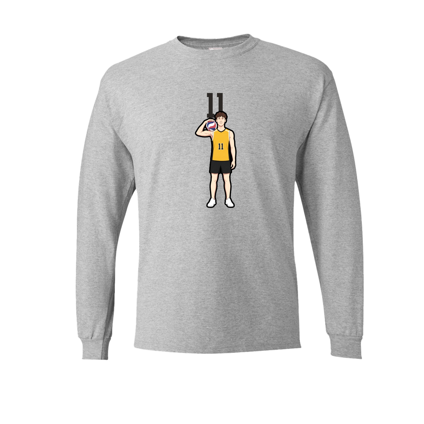 Long Sleeve Tee — Number Top in Grey