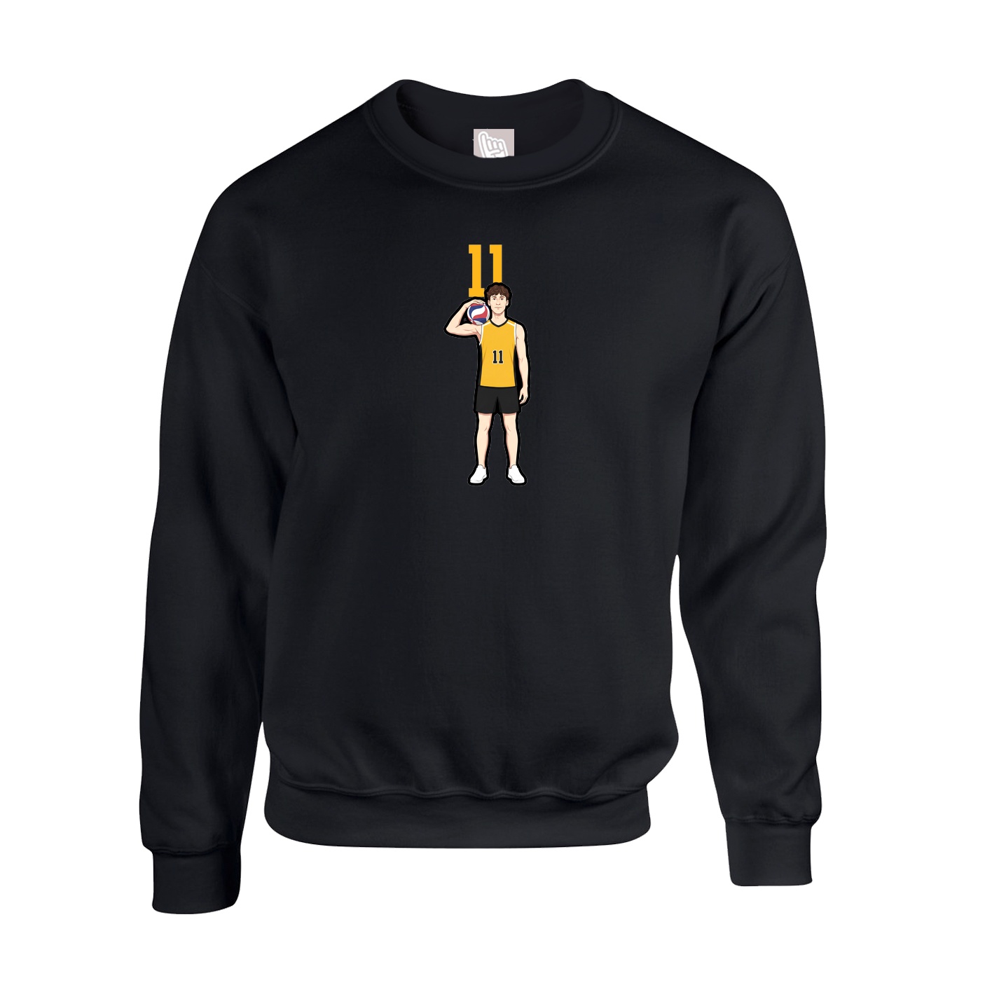 Fleece Crew — Number Top in Black