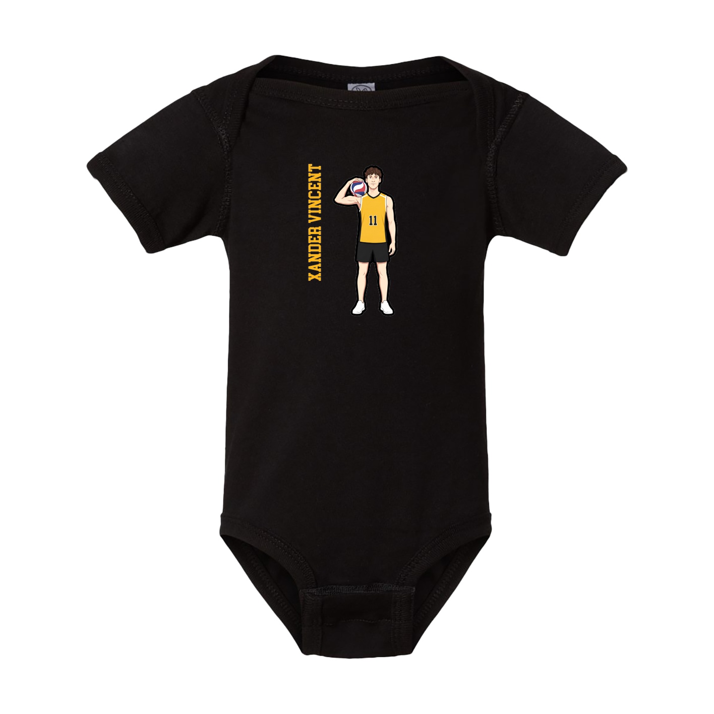Baby Onesie — Name Vertical in Black