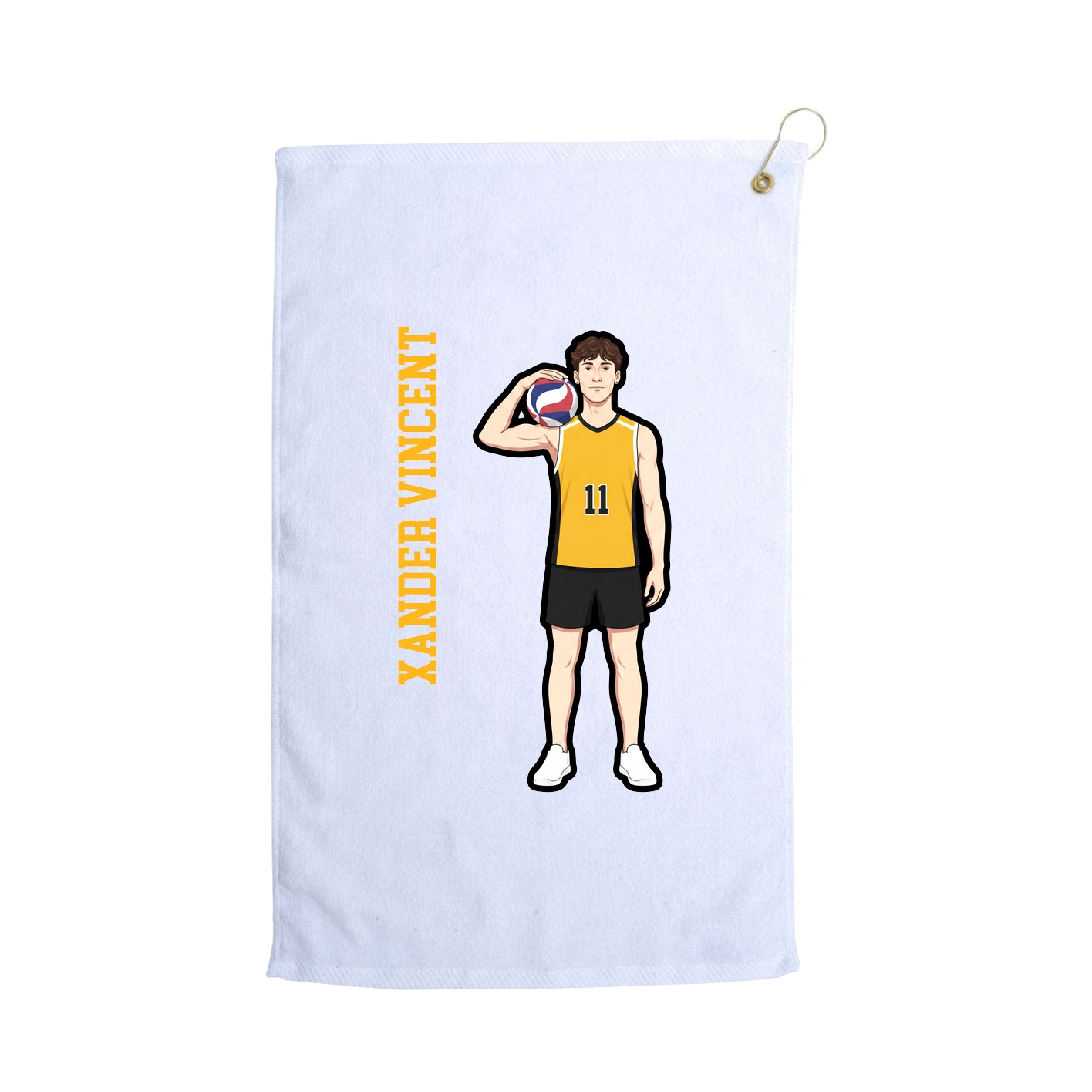 Golf Towel — Name Vertical in White