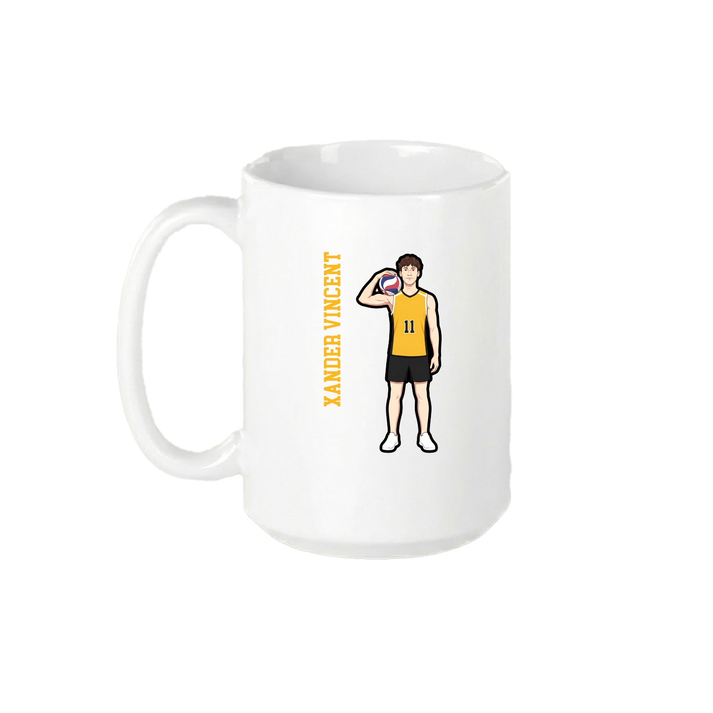 15oz Coffee Mug — Name Vertical in White