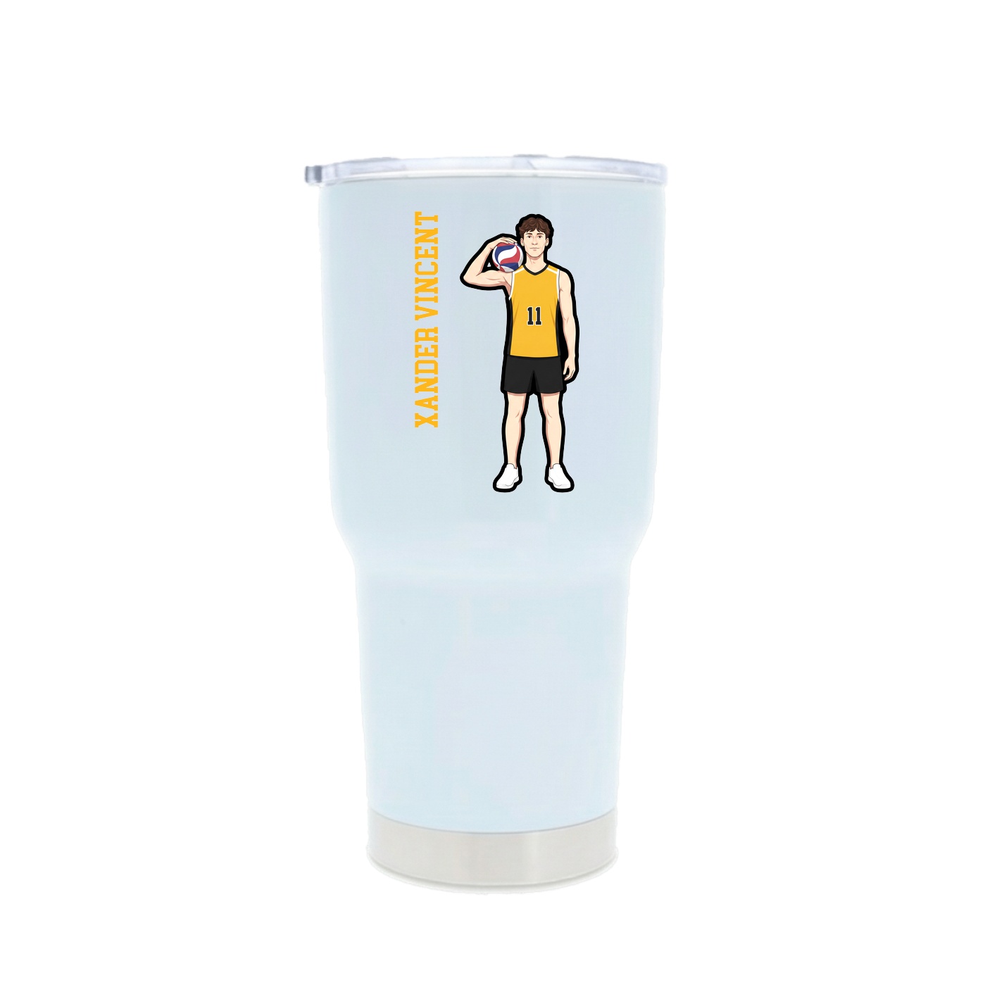 30oz Stainless Steel Tumbler — Name Vertical in White
