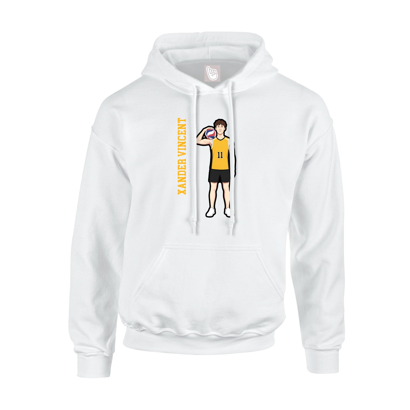 Hoodie — Name Vertical in White