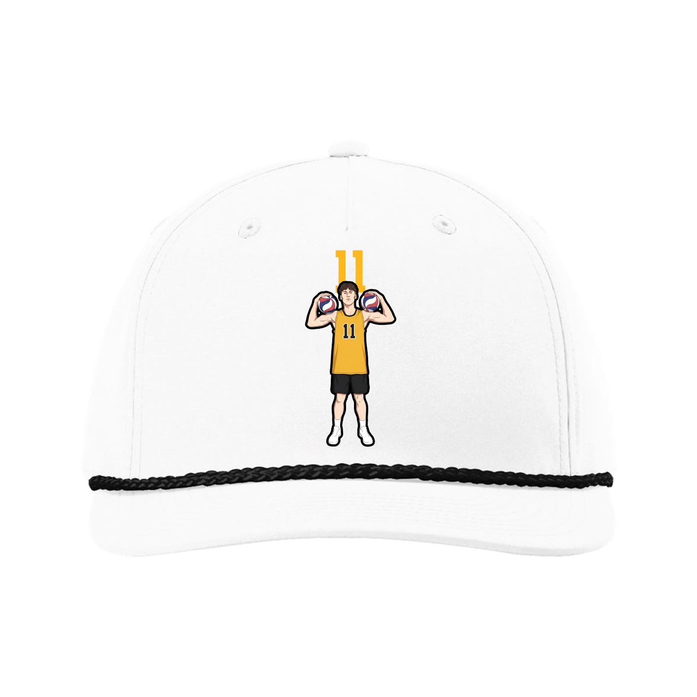 Five-Panel Classic Rope Cap — Number Top in White