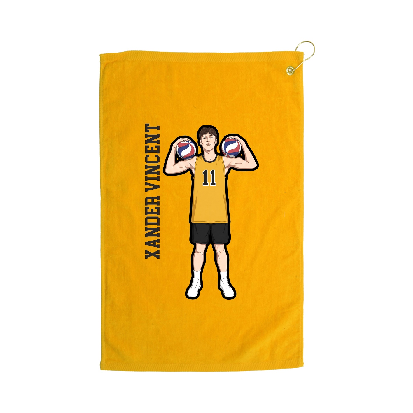Golf Towel — Name Vertical in Gold