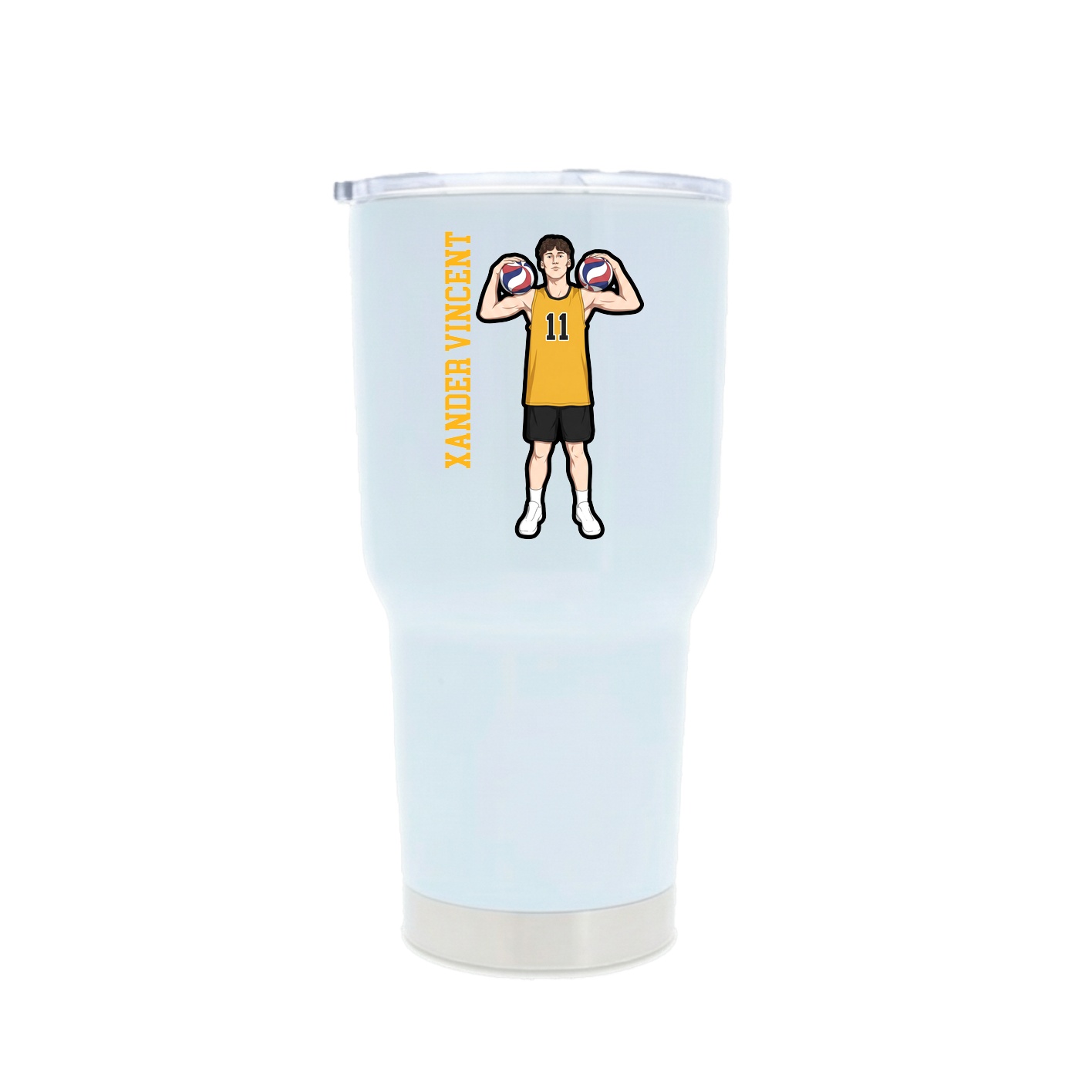 30oz Stainless Steel Tumbler — Name Vertical in White