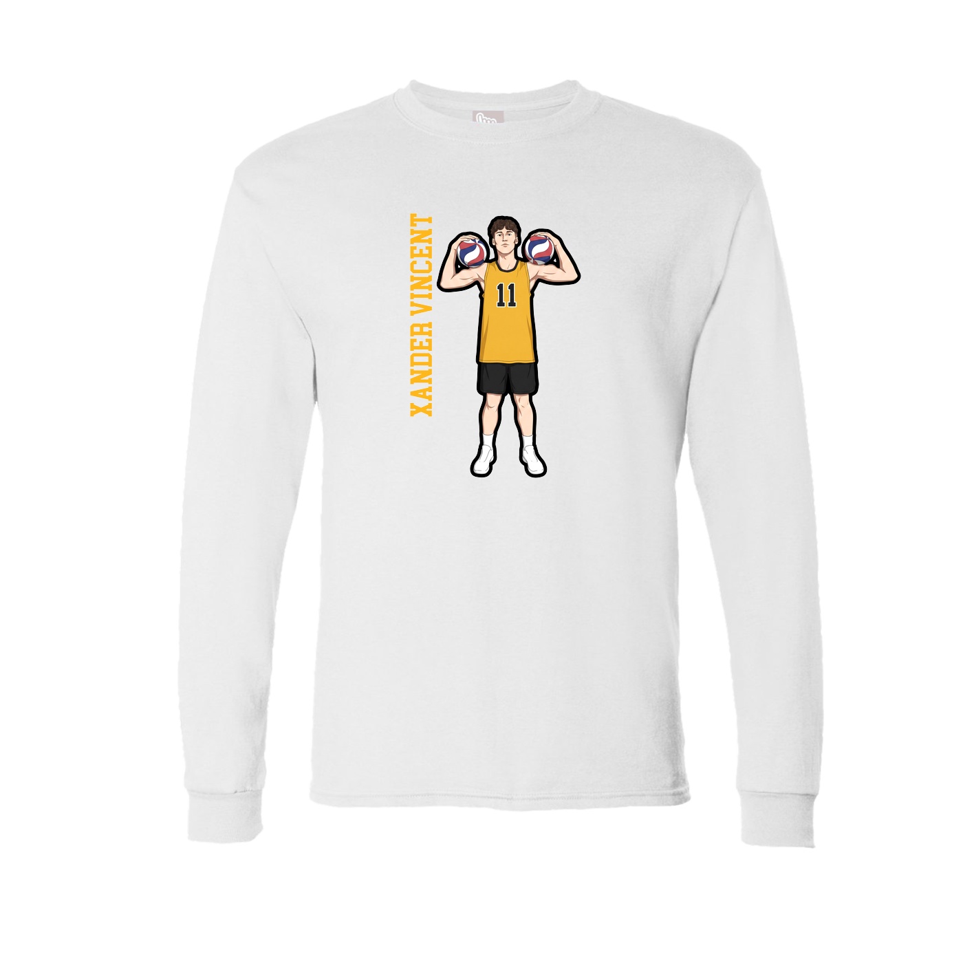 Long Sleeve Tee — Name Vertical in White