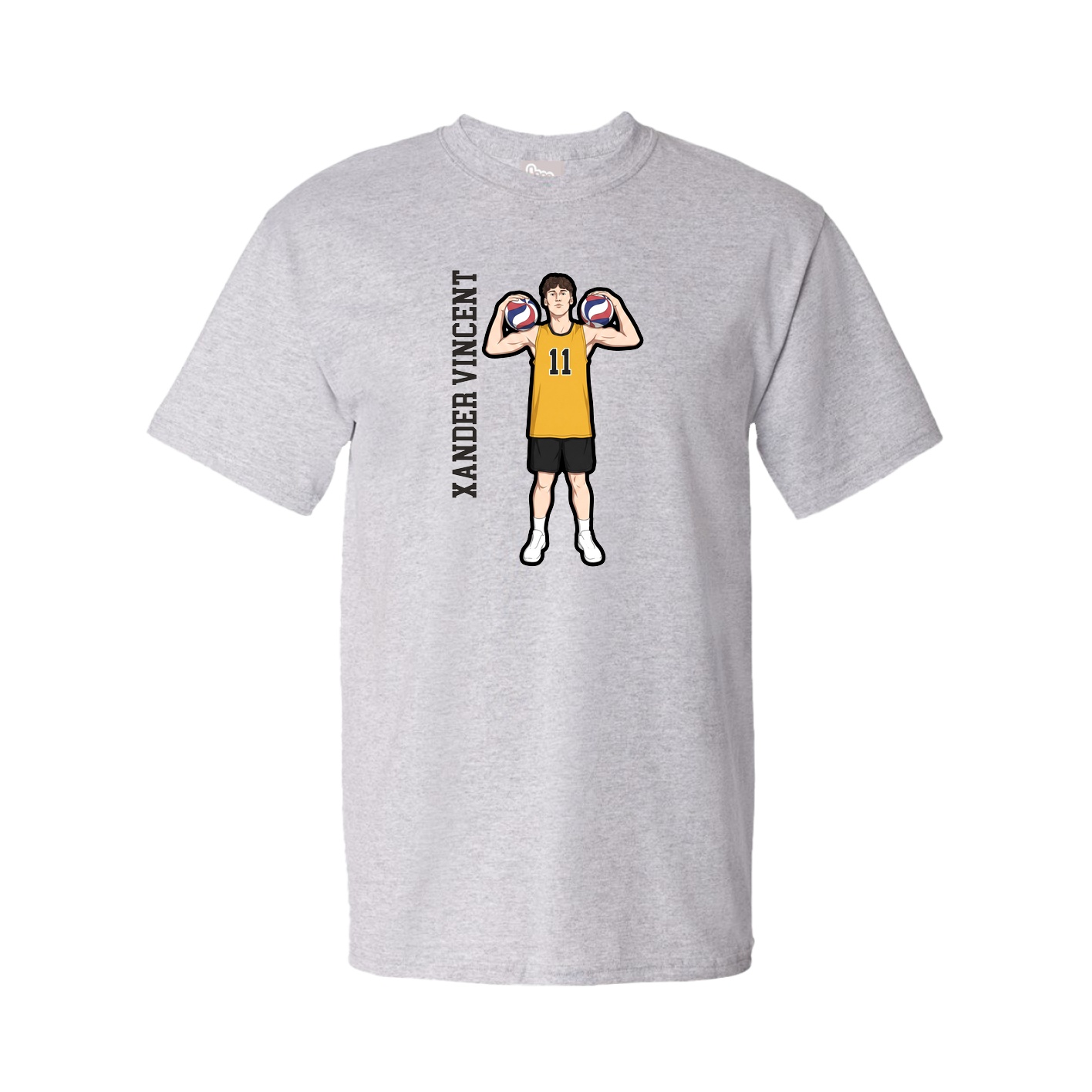 Youth Tee — Name Vertical in Grey