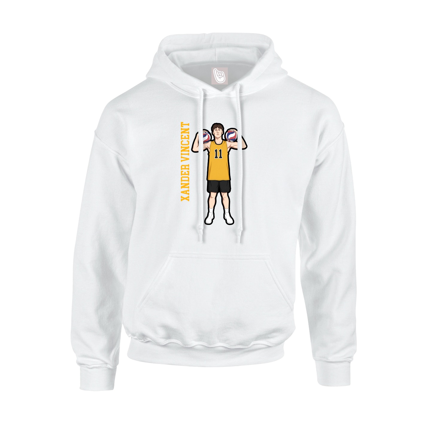 Youth Hoodie — Name Vertical in White
