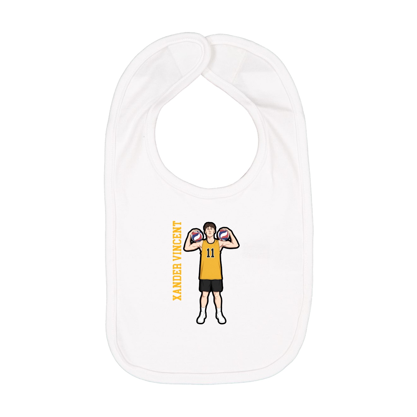 Infant Bib — Name Vertical in White